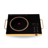 Induction cooktop with gold trim